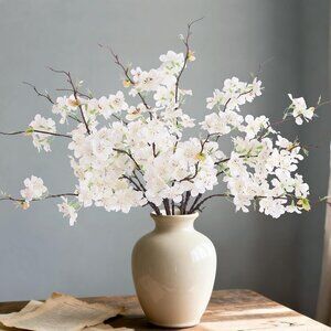 White 18.11 Inch 12-Pcs Blossom Branches Artificial Flowers Vases Home Decor
